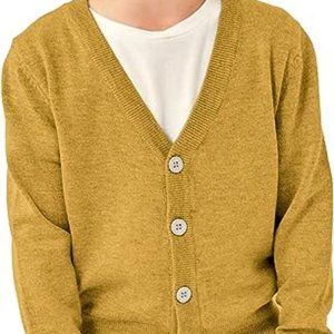 Baby Boys Girls V-Neck Cardigan Kids Button Up Long Sleeve Knitted Sweater